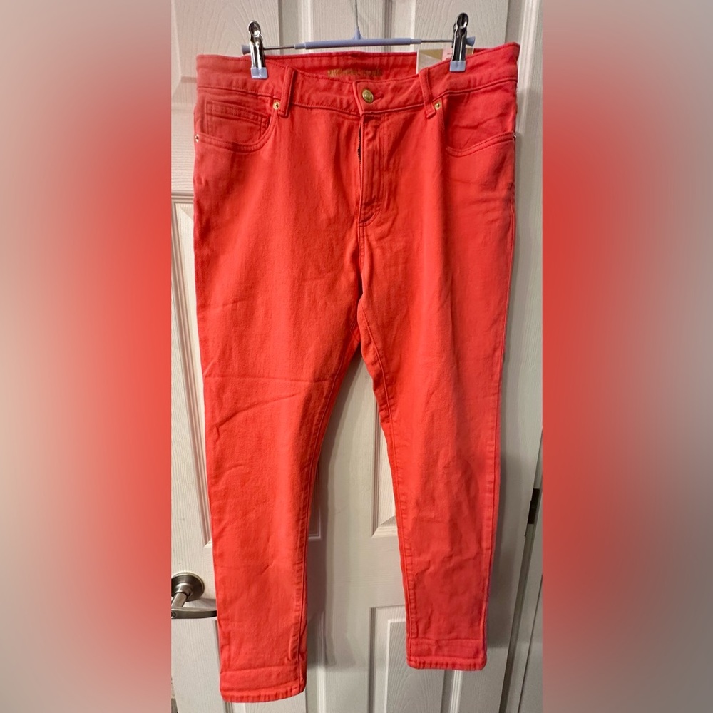 NWT MICHAEL Michael Kors Women's Skinny Jeans in Coral, size 12